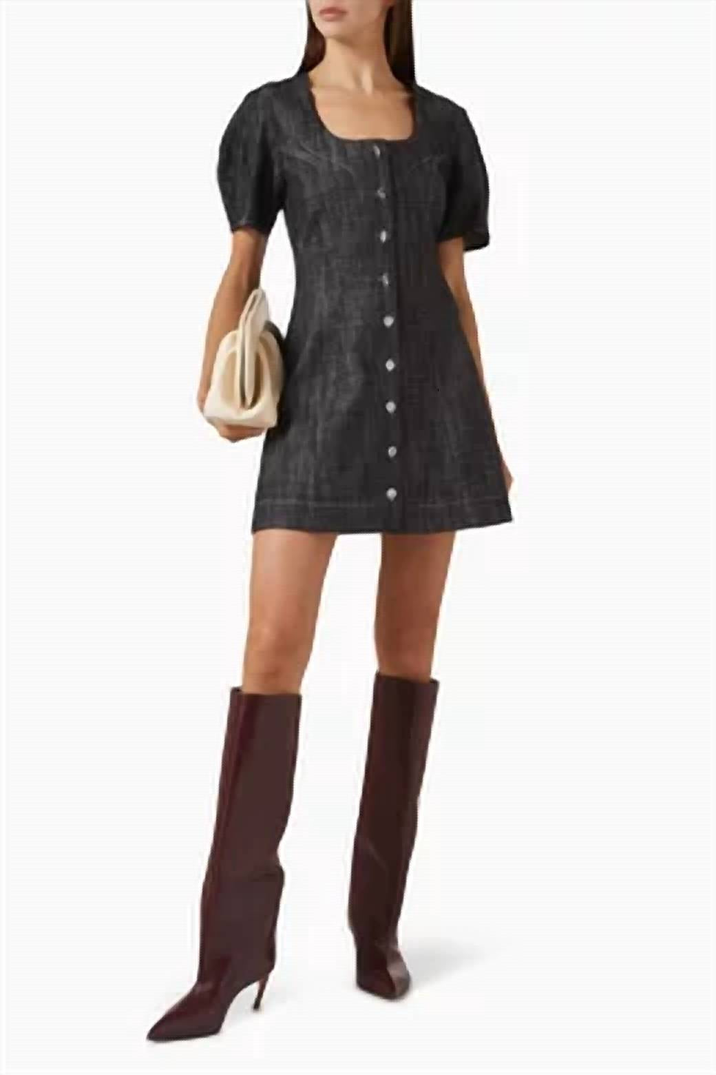 Matthew Bruch - Women's Apron Puff Sleeve Mini Dress