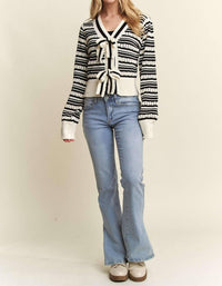 Adora - Bow Tie Stripe Sweater Top