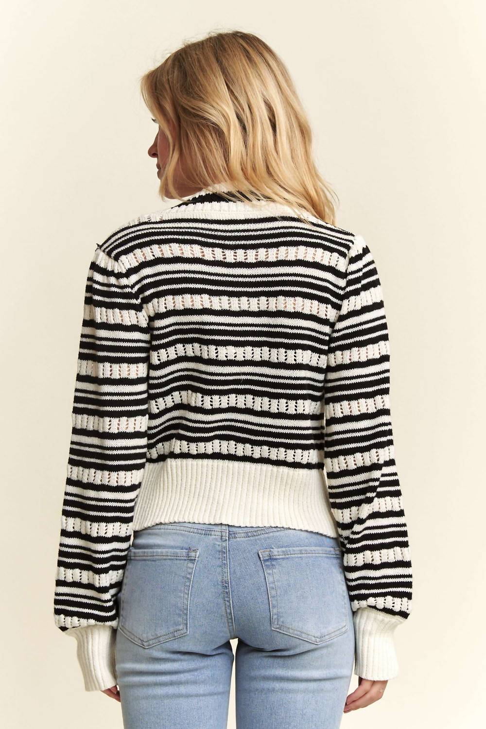 Adora - Bow Tie Stripe Sweater Top