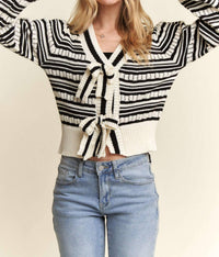 Adora - Bow Tie Stripe Sweater Top
