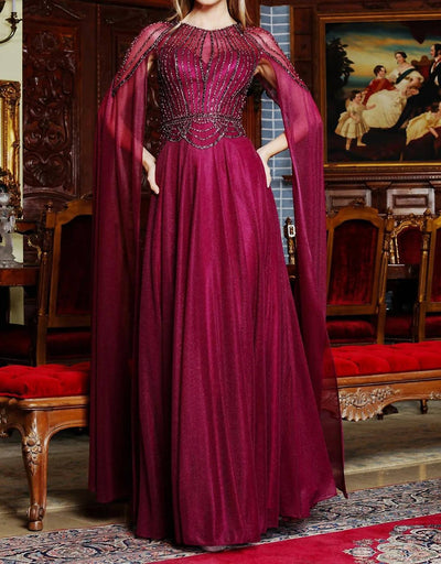 Adora - Cape Sleeve Chiffon Gown - Plus Size