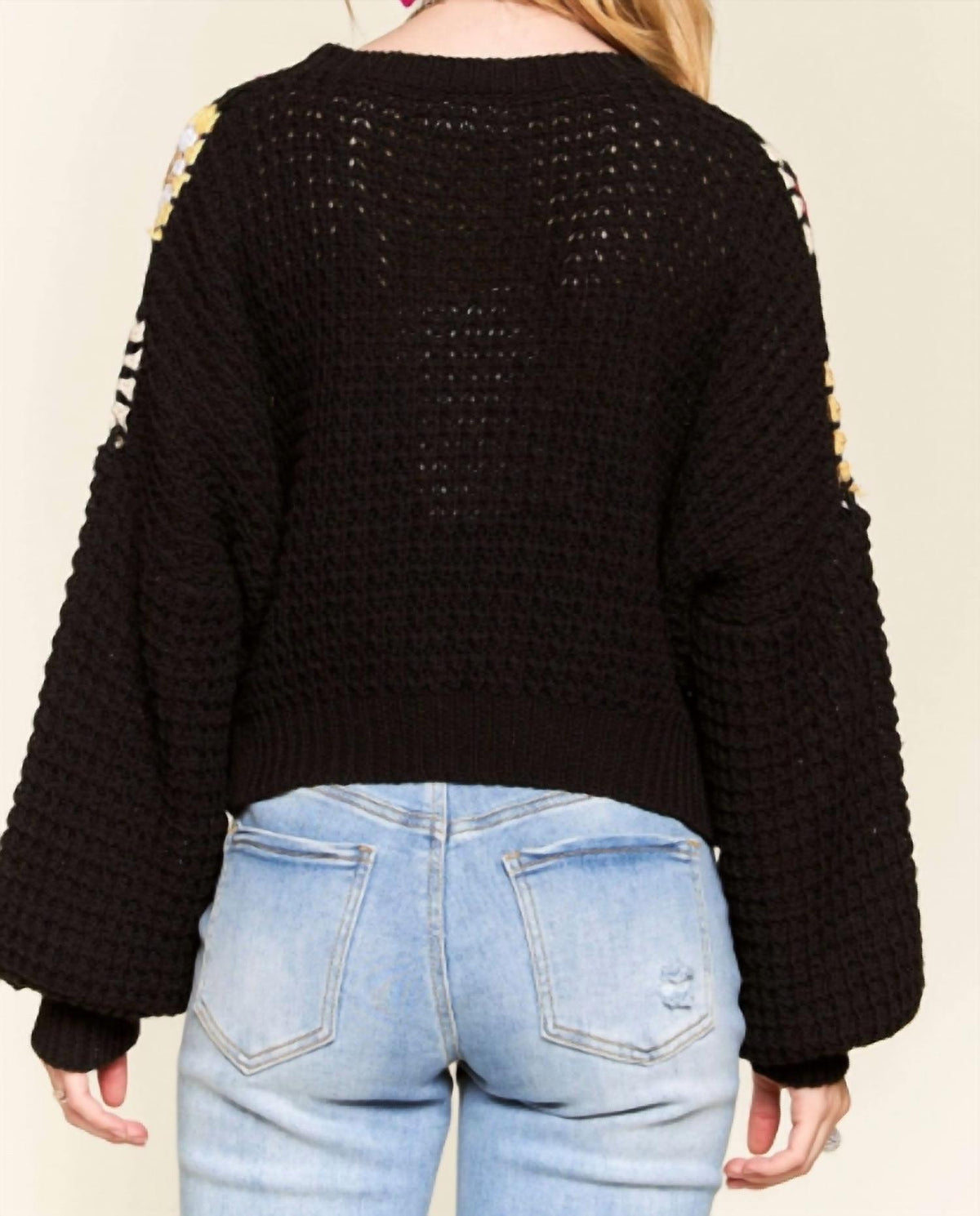 Adora - Crochet Crop Sweater Knit Top