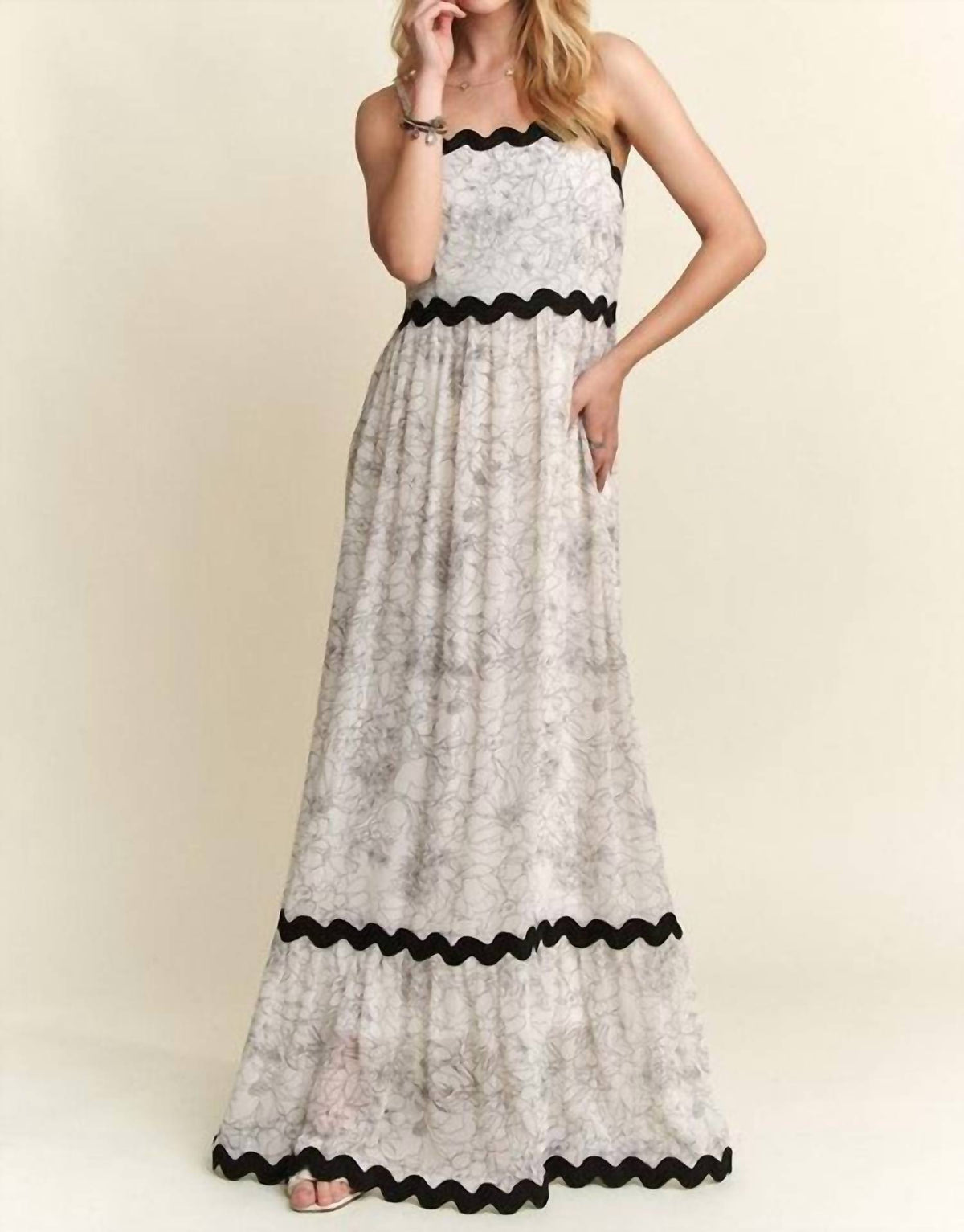 Adora - Floral Adjustable Strap Maxi Cami Dress