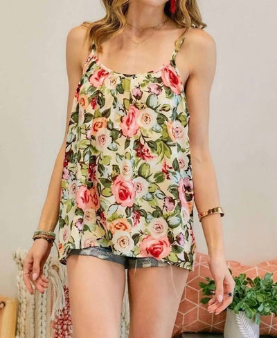 Adora - Floral Print Spaghetti Strap Top