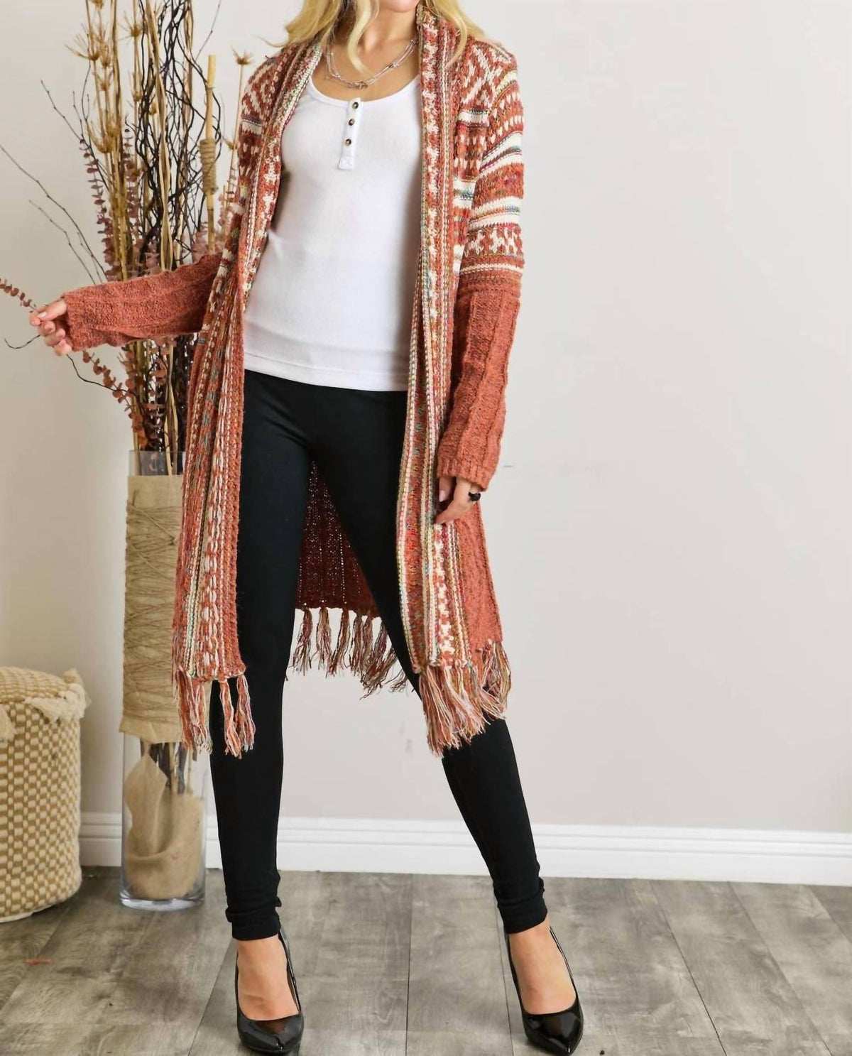 Adora - Maya Fringe Hem Aztec Cardigan