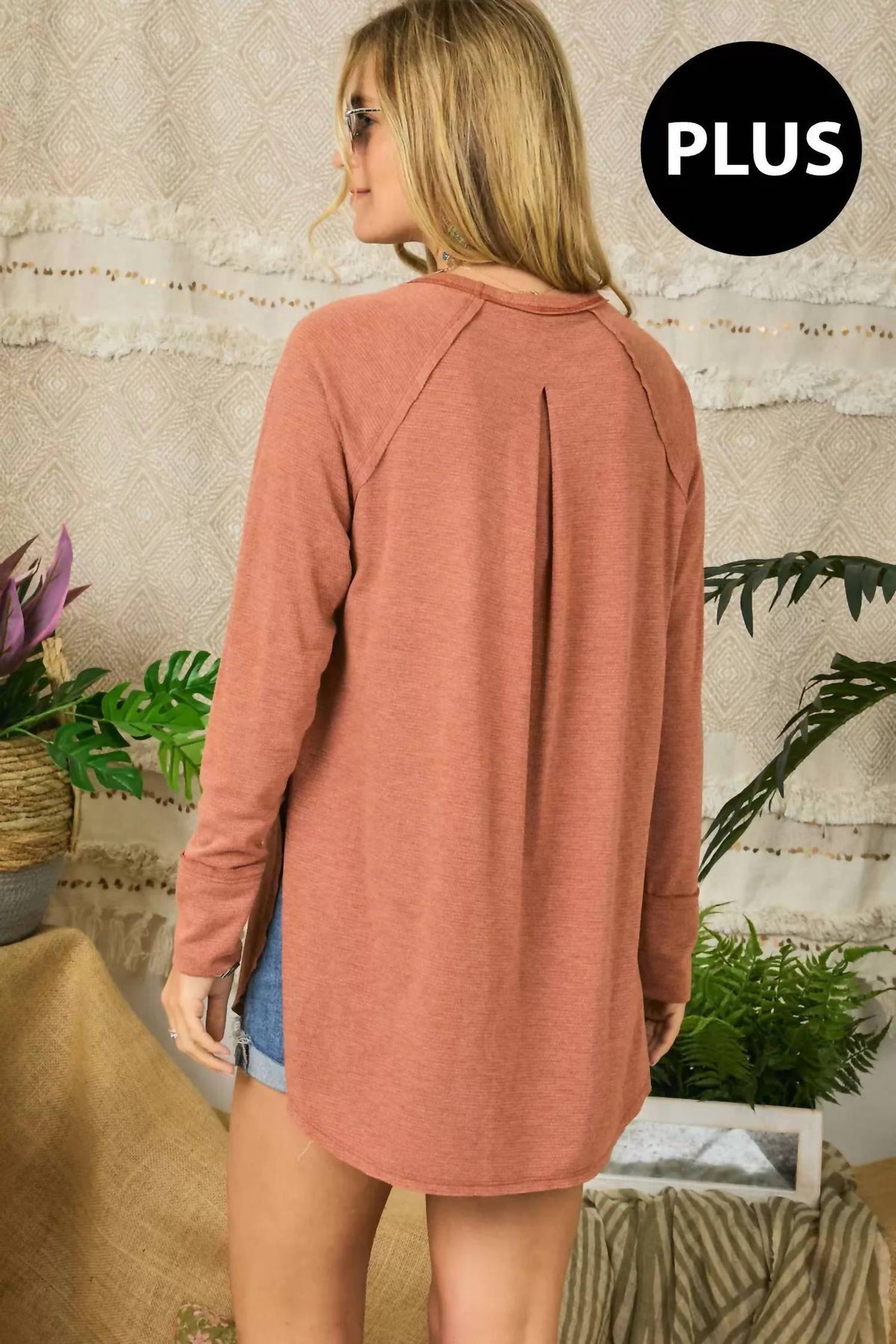 Plus Crew Neck Long Sleeve Top