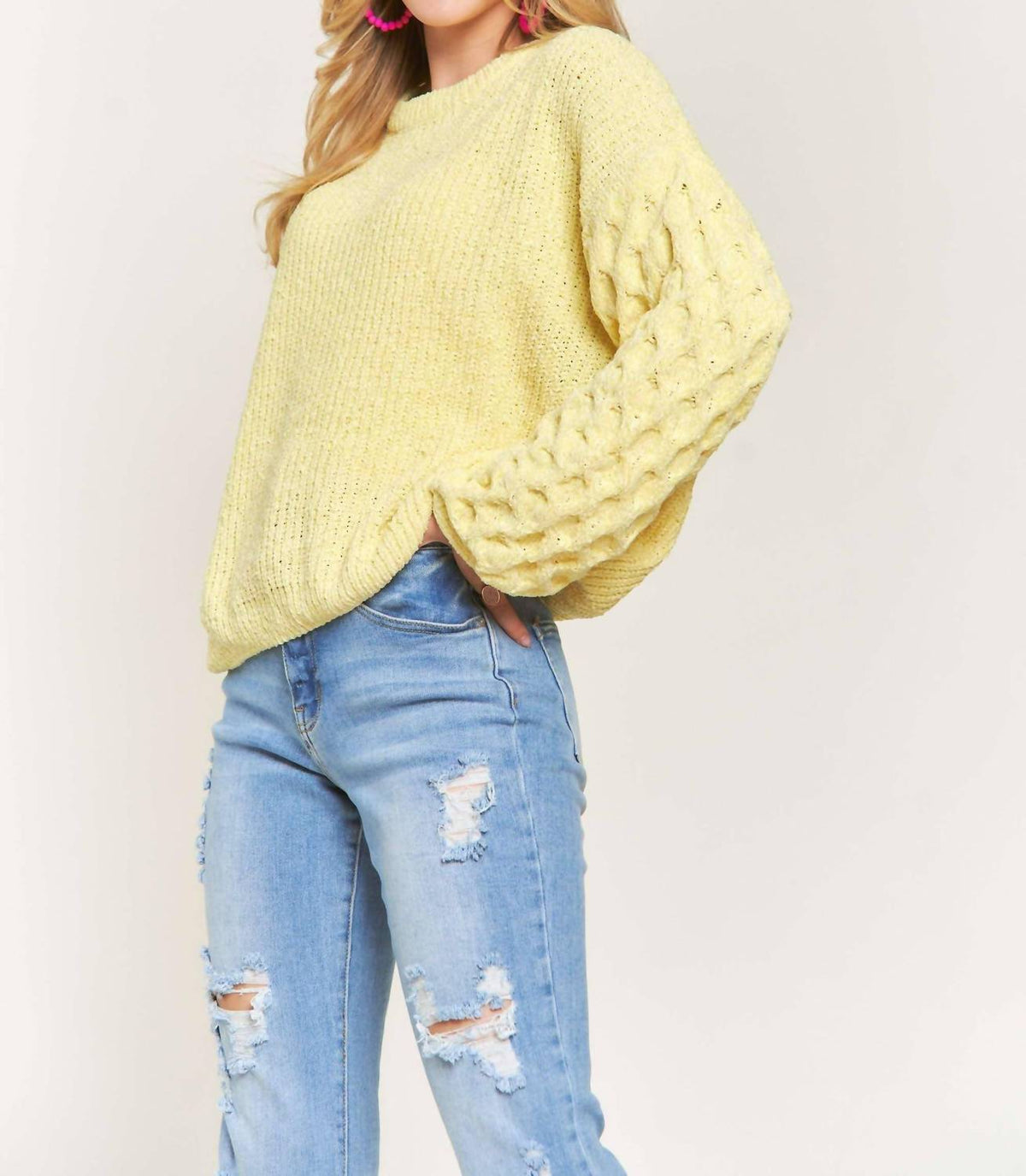 Adora - Puff Sleeve Sweater Top