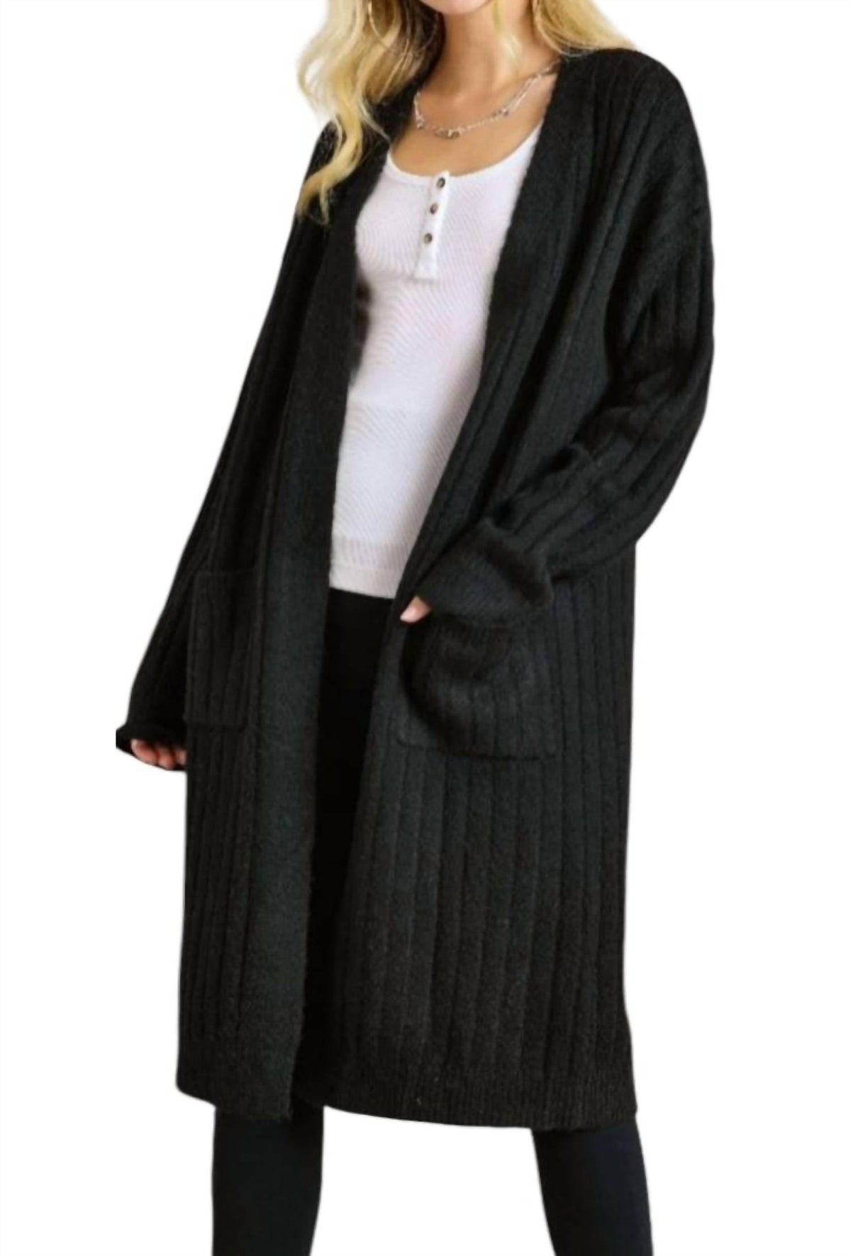 Adora - Ribbed Sweater Cardigan - Plus