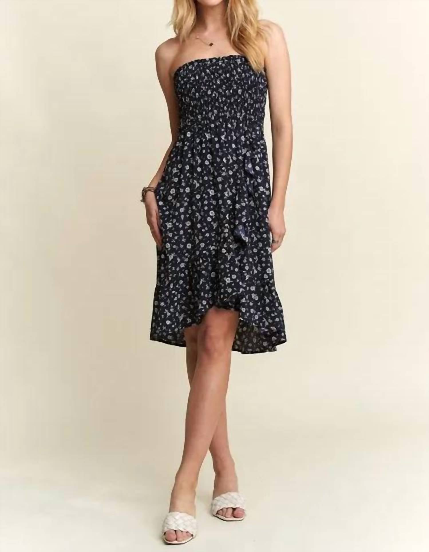 Adora - Strapless Floral Wrap Dress - black - clothing - collection:vacationdresses(Auto)