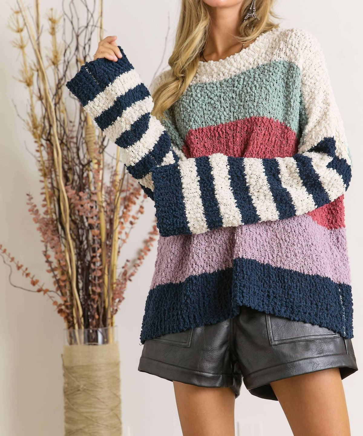 Adora - Stripe Pattern Textured Sweater