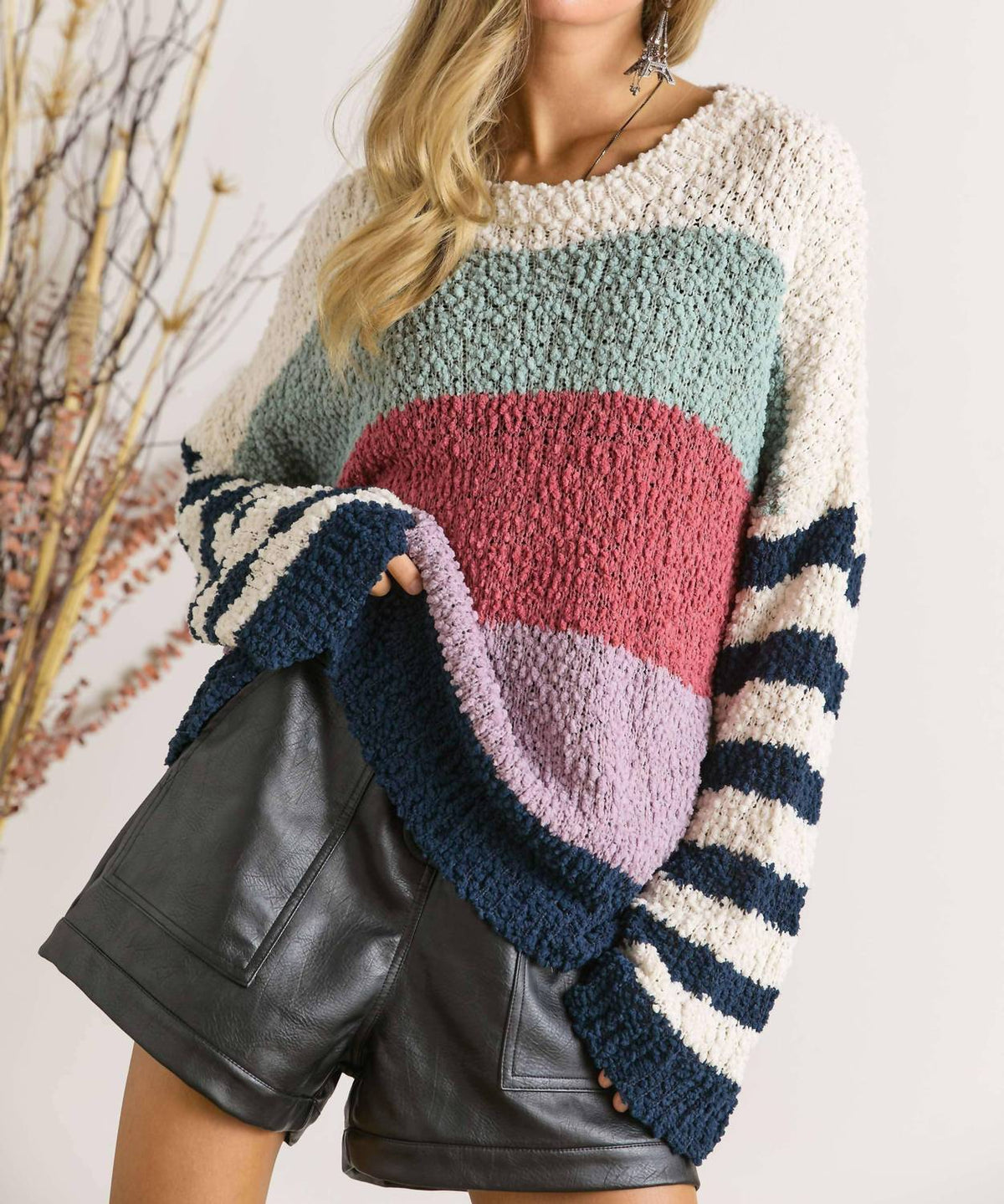 Adora - Stripe Pattern Textured Sweater