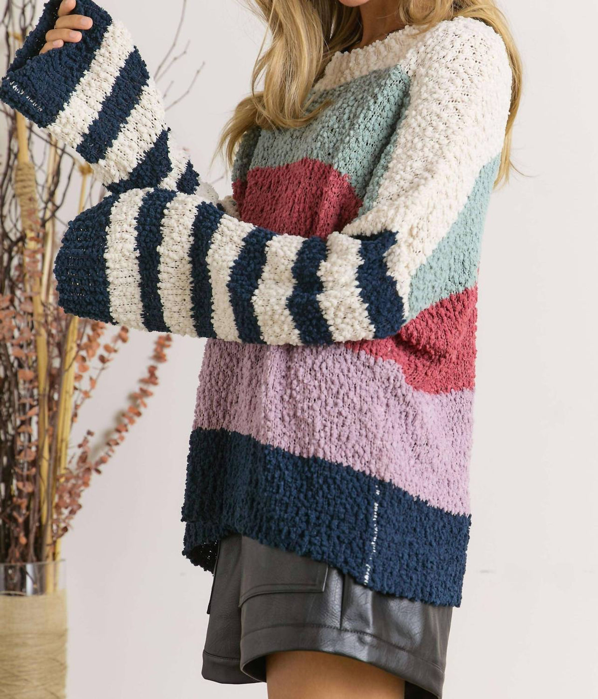 Adora - Stripe Pattern Textured Sweater
