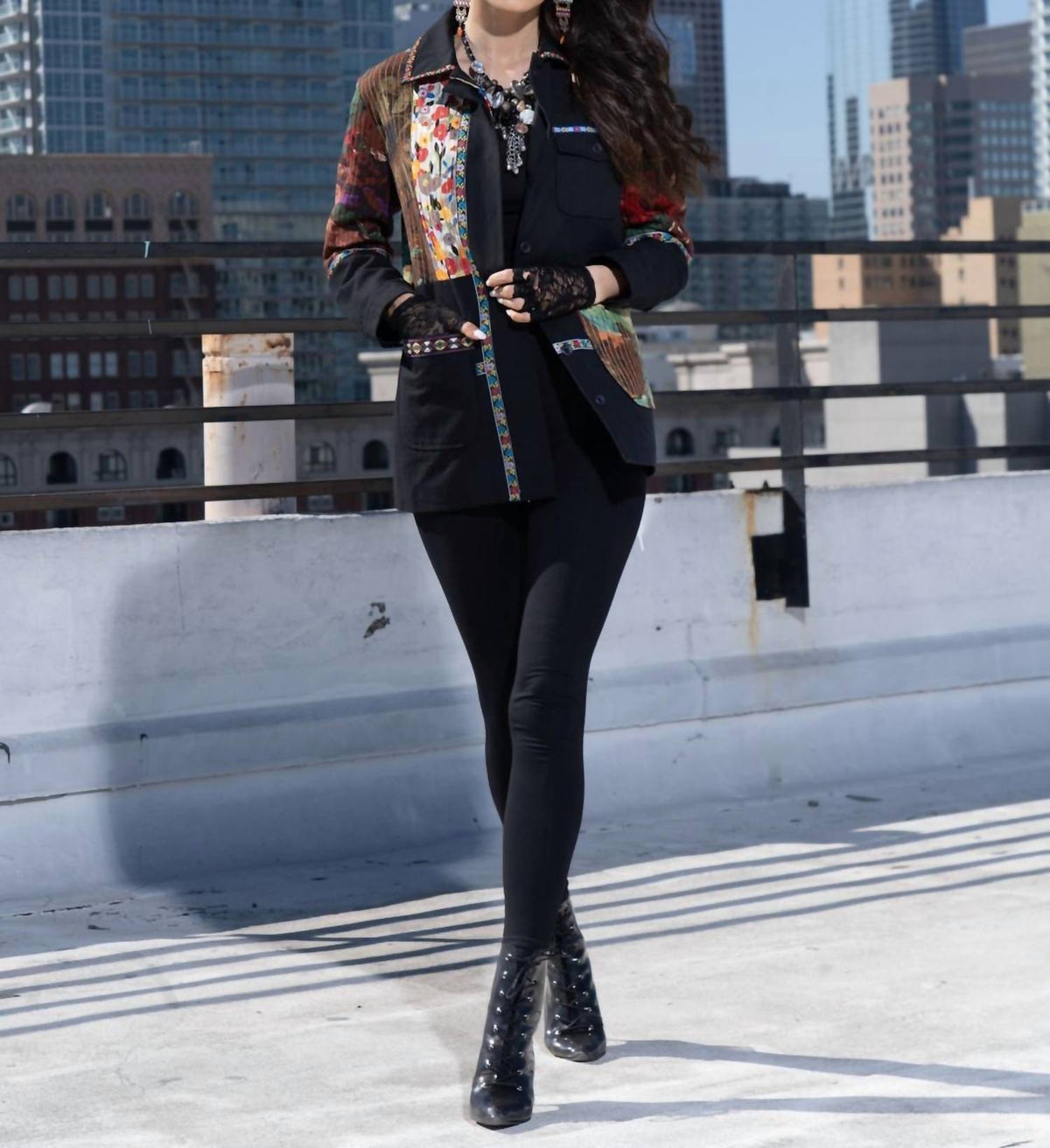Adore - Belted Mix Media Jacket