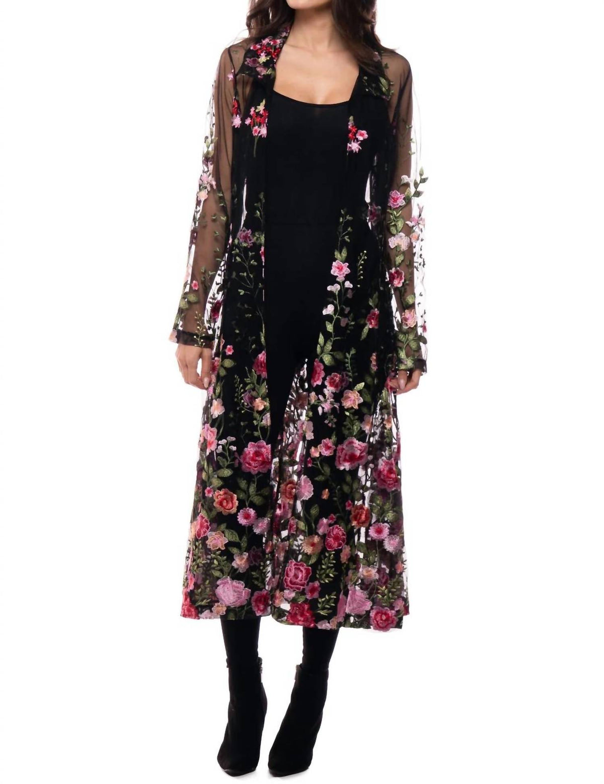 Adore - Embroidered Mesh Duster Jacket