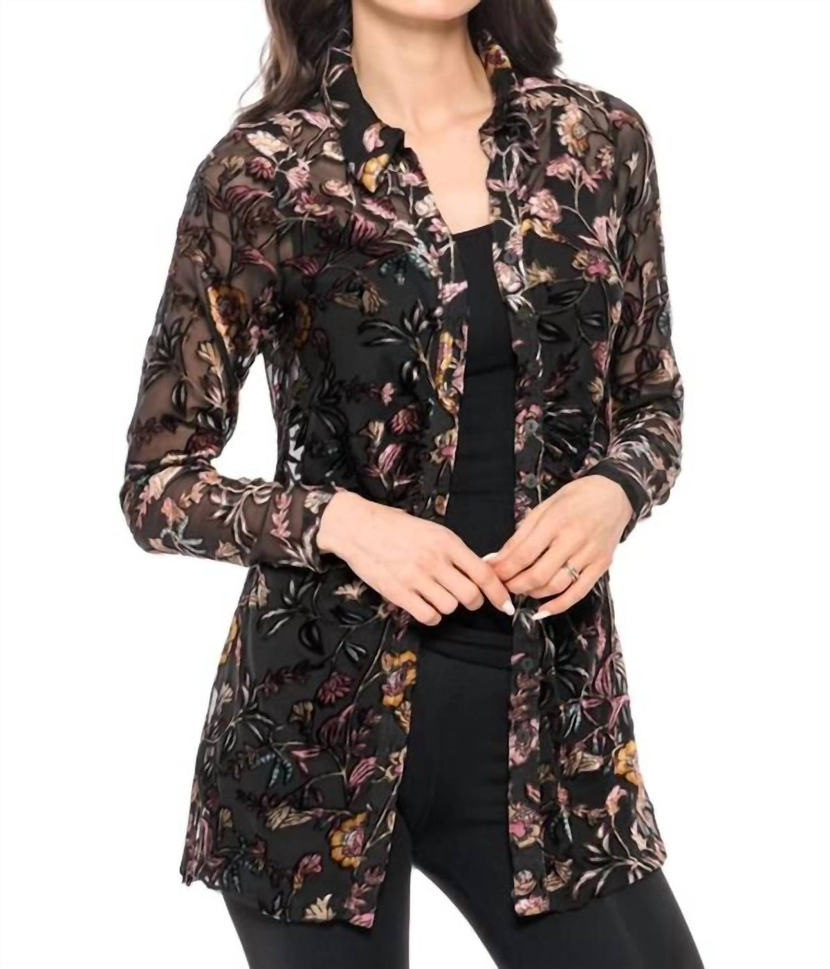 Adore - Velvet Sheer Button Up