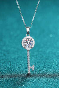 Adored - Moissanite Key Pendant Necklace - jewelry - necklaces - white