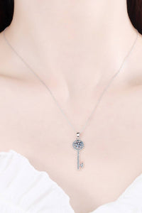 Adored - Moissanite Key Pendant Necklace - jewelry - necklaces - white