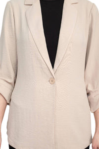 Adrianna Papell - Notched Lapel Collar One Button Blazer
