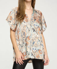 Adrienne - Paisley V-neck Top