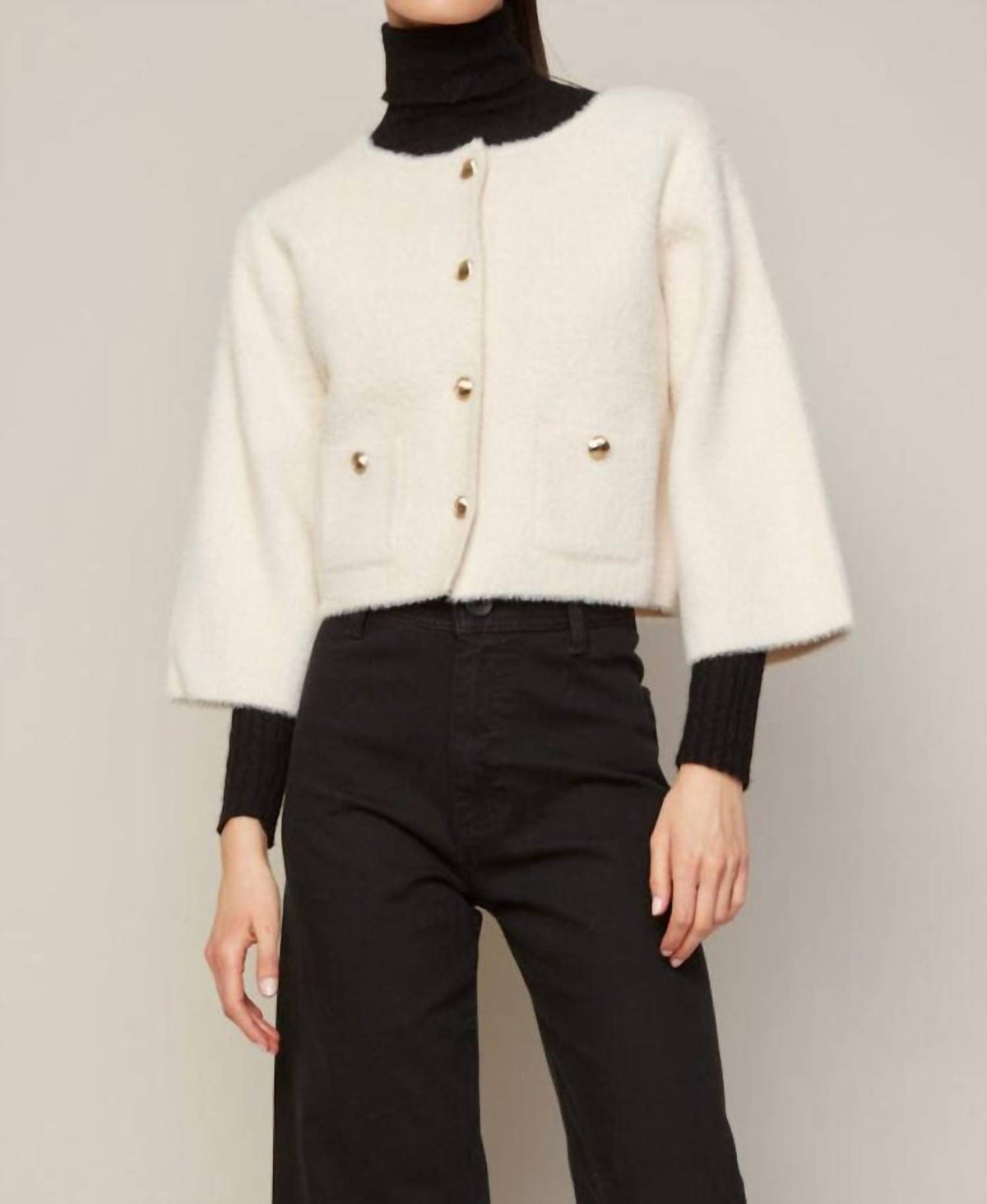 Adroit Atelier - Bronte Buttoned Front Cardigan With Patch Pockets