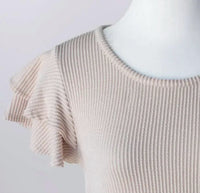 Keren Hart - Women's Ribbed Knit Flutter Sleeve Top