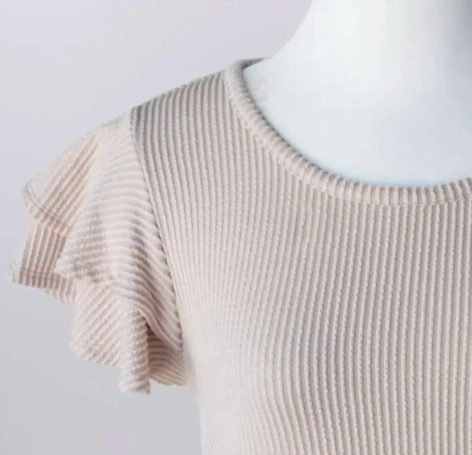 Keren Hart - Women's Ribbed Knit Flutter Sleeve Top