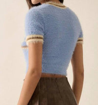 Promesa - Alpine Fuzzy Knit Cropped Short-sleeve Sweater
