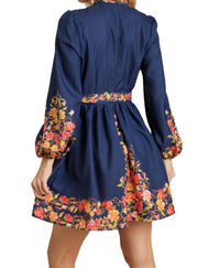 Umgee - Mandarin Collar Floral Dress