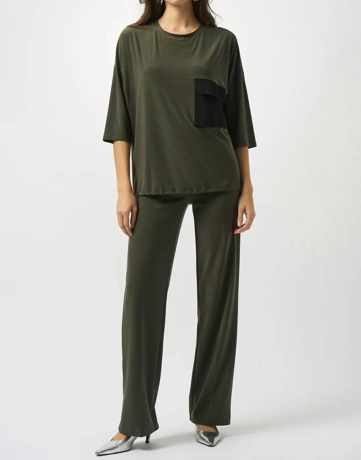 Joseph Ribkoff - Scoop Neckline 3/4 Sleeves Cocoon Top