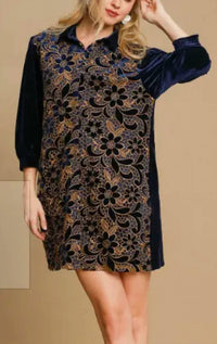 Umgee - Velvet Grace Lace Shirt Dress