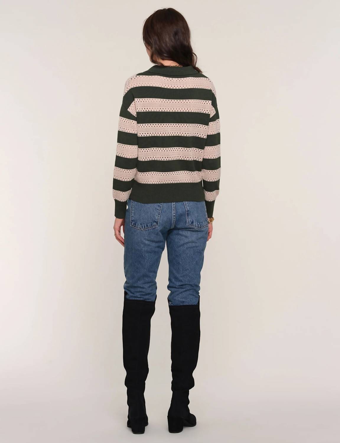 heartloom Kendi Rugby Stripe Sweater Top in kale - women's sweater - alternate view
