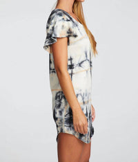 Chaser - Linen French Terry Tie Dye Vented Flutter Sleeve Dress