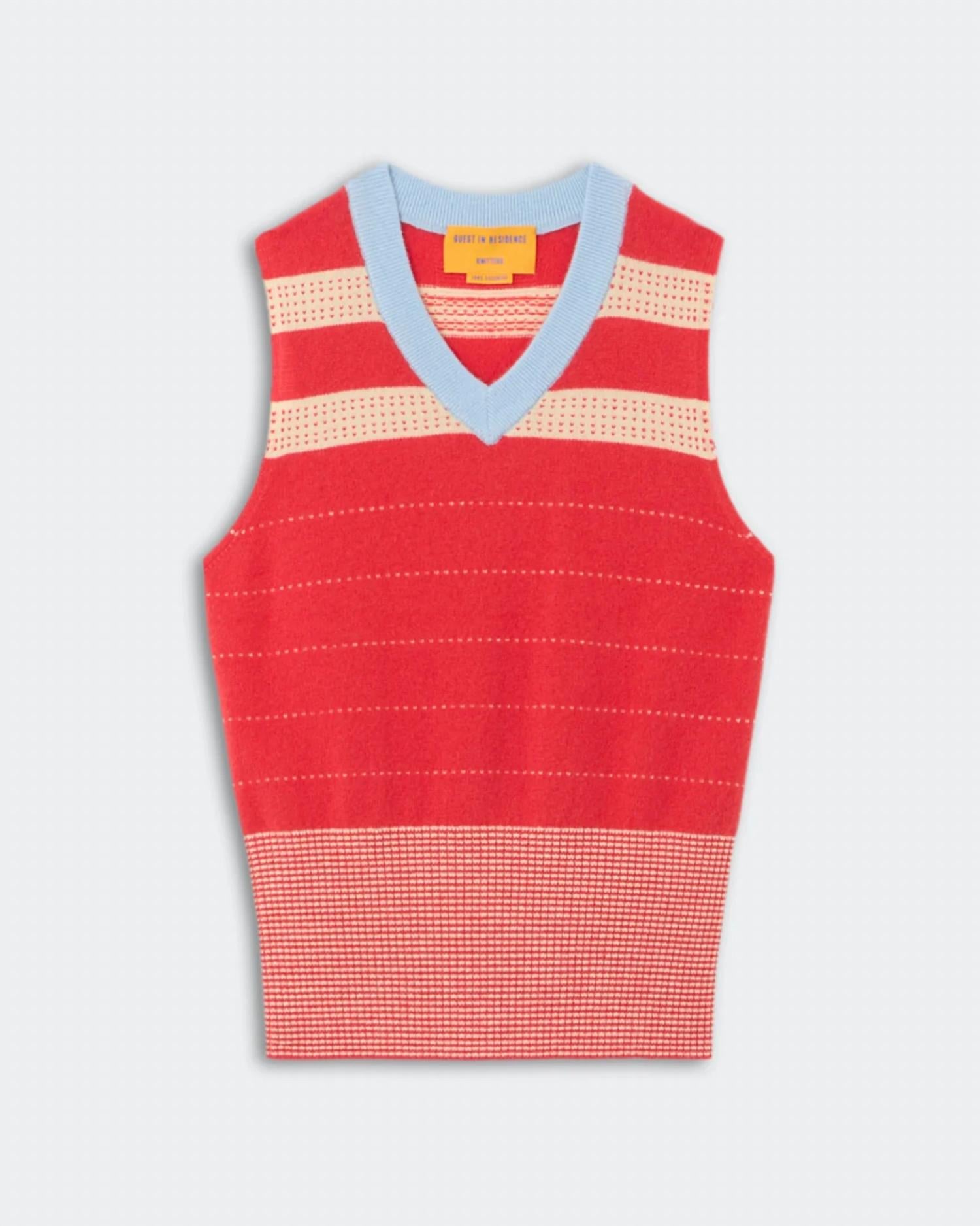 Guest In Residence Collegiate Stripe Vest in residence collegiate stripe vest in scarlet combo - women's jacket - view 5