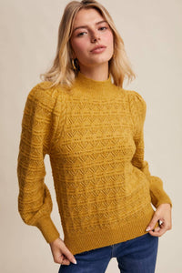 Listicle - Pointelle Puff Sleeve Sweater