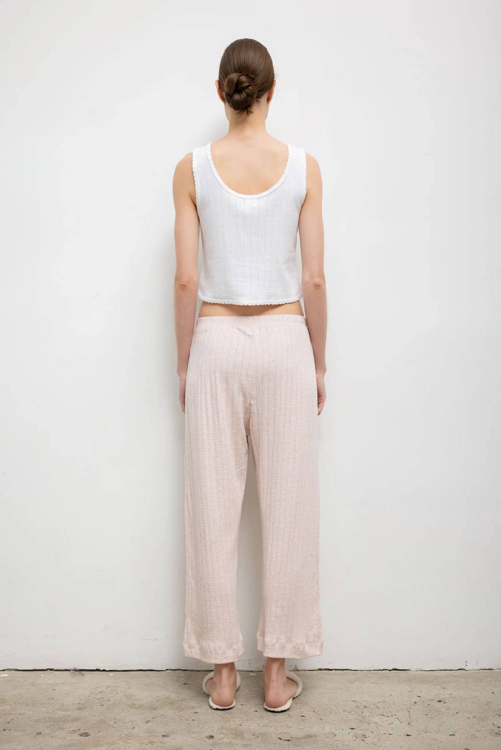 Leset - Pointelle Crop Wide Leg Pants