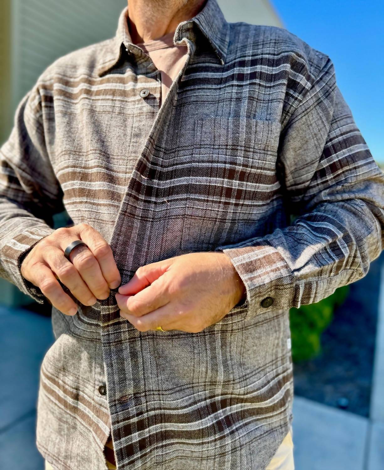NN07 Adwin Checked Overshirt in cream check - men's shirt - detail view