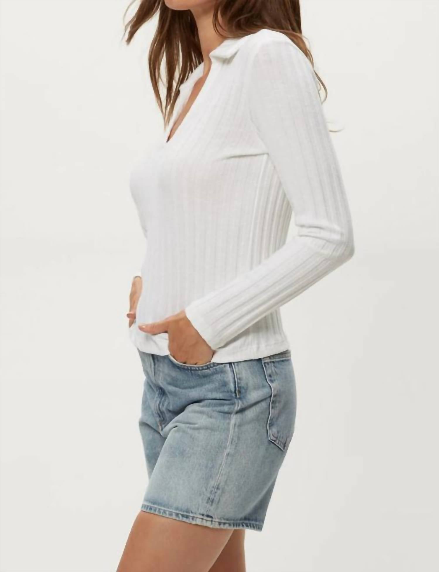 Michael Stars - Liyah Long Sleeve Collared Top