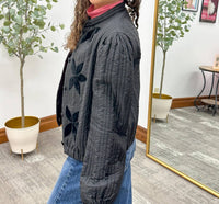 Blu Pepper - Velvet Flower Quilted Jacket