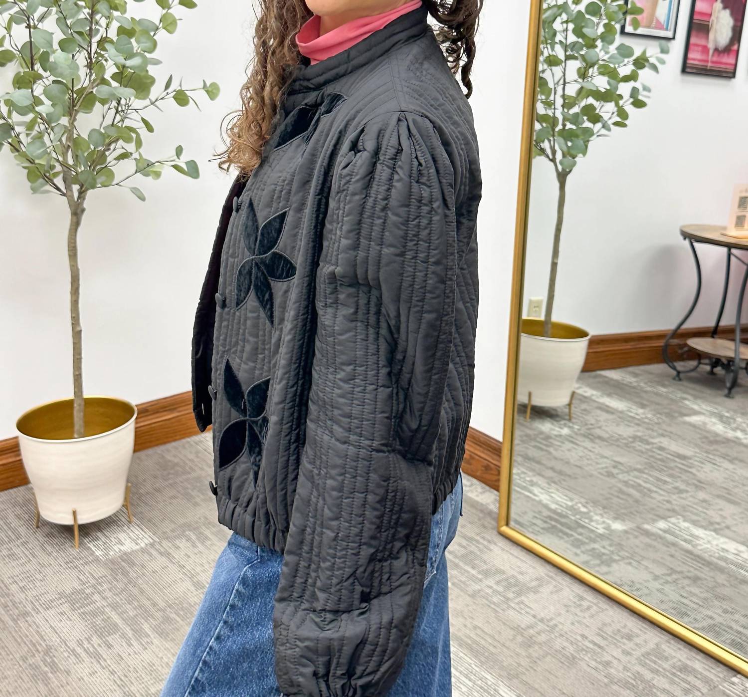 Blu Pepper - Velvet Flower Quilted Jacket