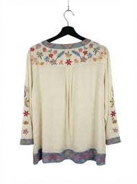 John Mark - Women's Embroidered Button-up Tunic Top