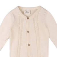 VIVERANO Organics Baby's Pointelle Sweater Knit Pocket Jumpsuit in natural - kids' item - detail view