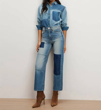 Veronica Beard - Dylan Patchwork Straight Leg Jean