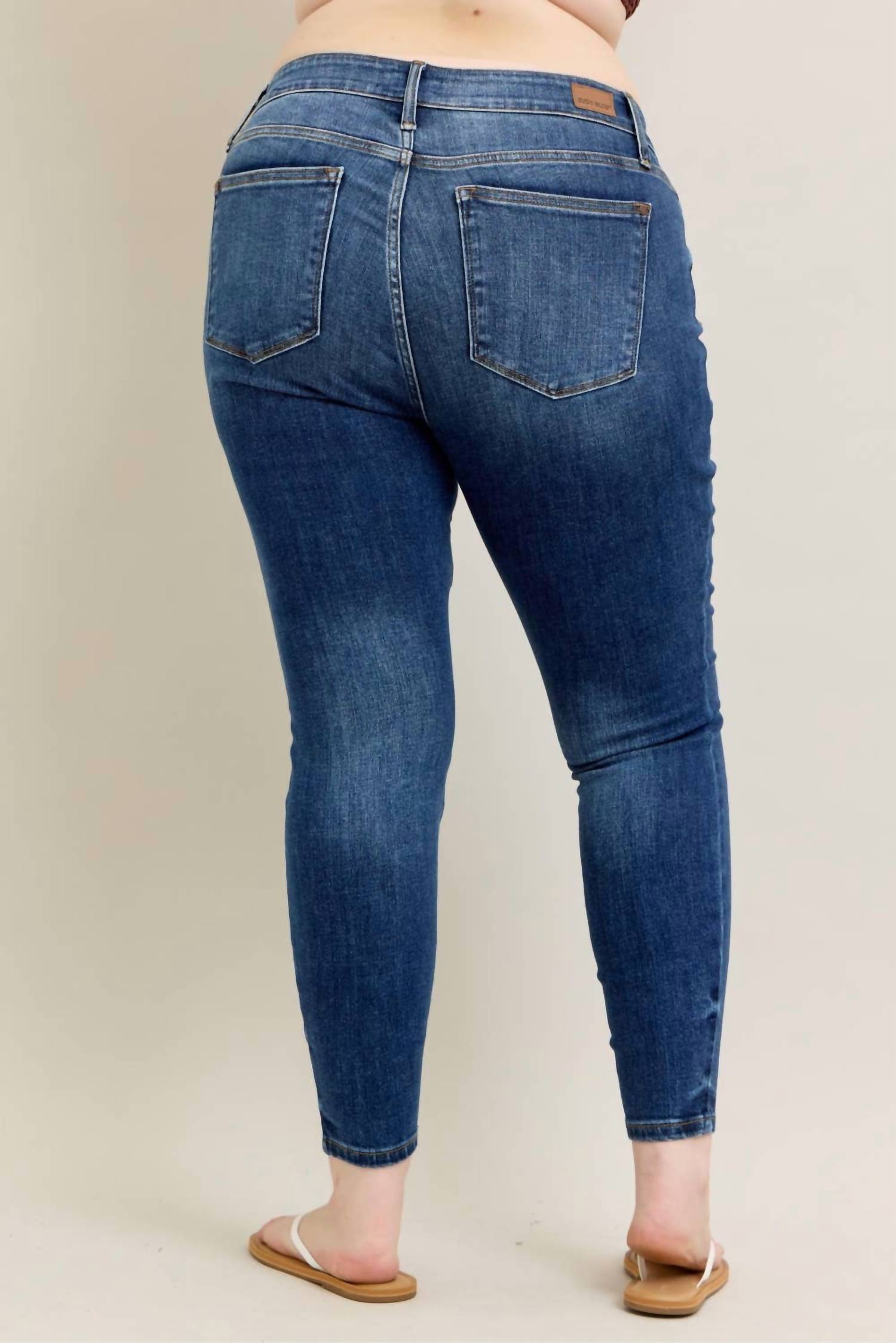 Judy Blue - Core Mid-rise With Handsanding Skinny Jeans - Plus