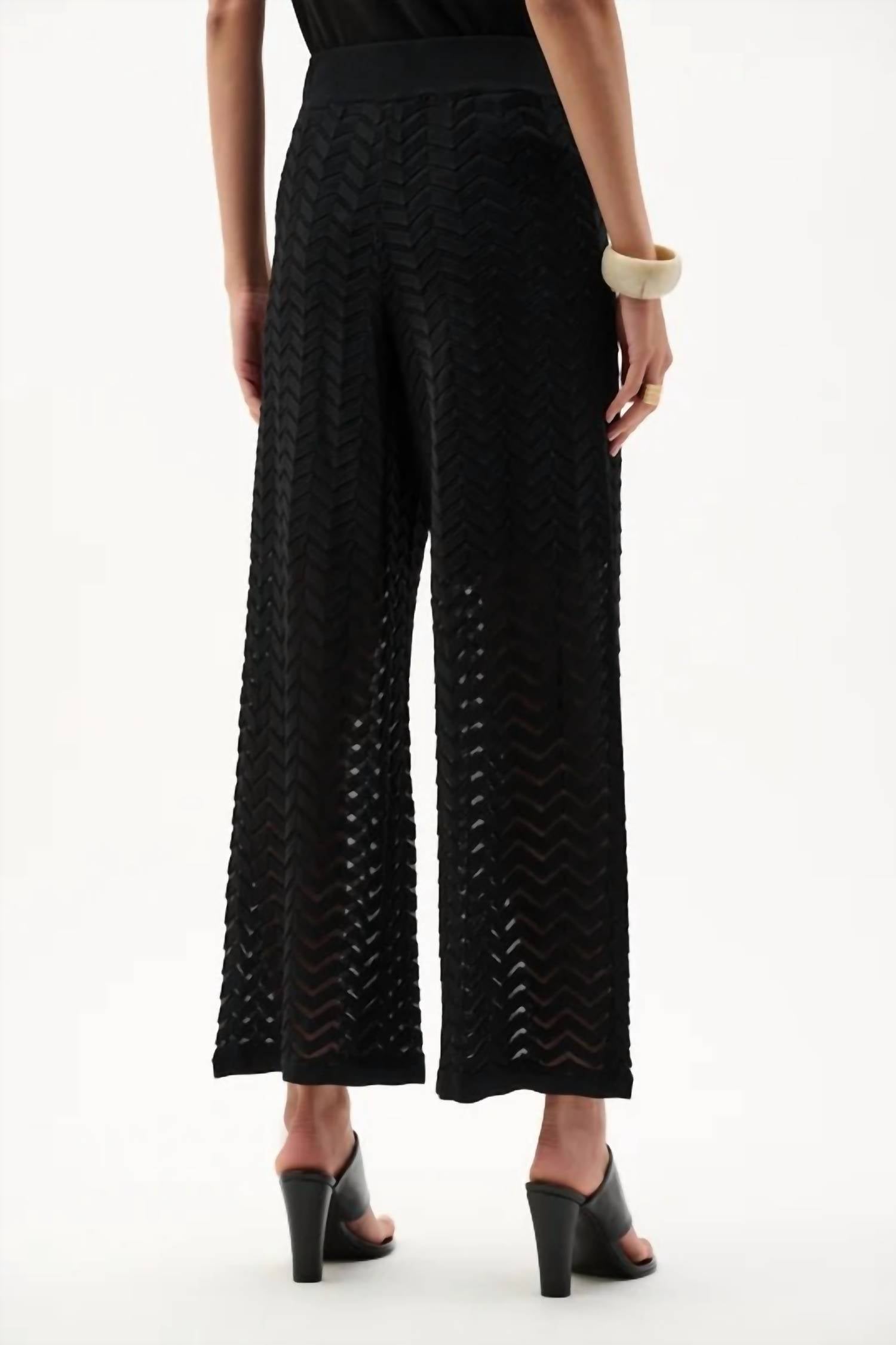 Joseph Ribkoff - Viscose Jacquard Knit Chevron Stitch Culotte Pants