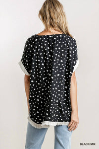 Umgee - Dalmatian Frayed Hem Top