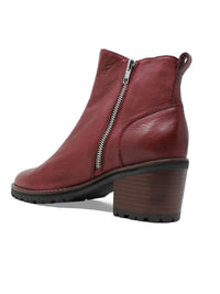 Django & Juliette Women's Birdi Ankle Boots in burgandy brown leather - women's shoe - detail view