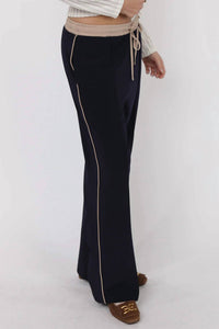 Sadie & Sage - On Film Vintage Contrast Piping Drawstring Pant