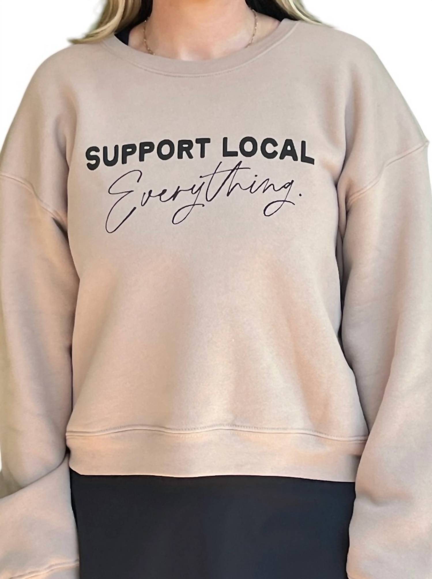 Oat Collective Support Local Everything Sweatshirt in beige - women's top - detail view
