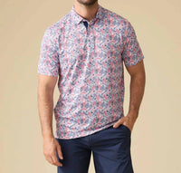 Flags & Anthem - Concord Short Sleeves Leaf Print Performance Polo