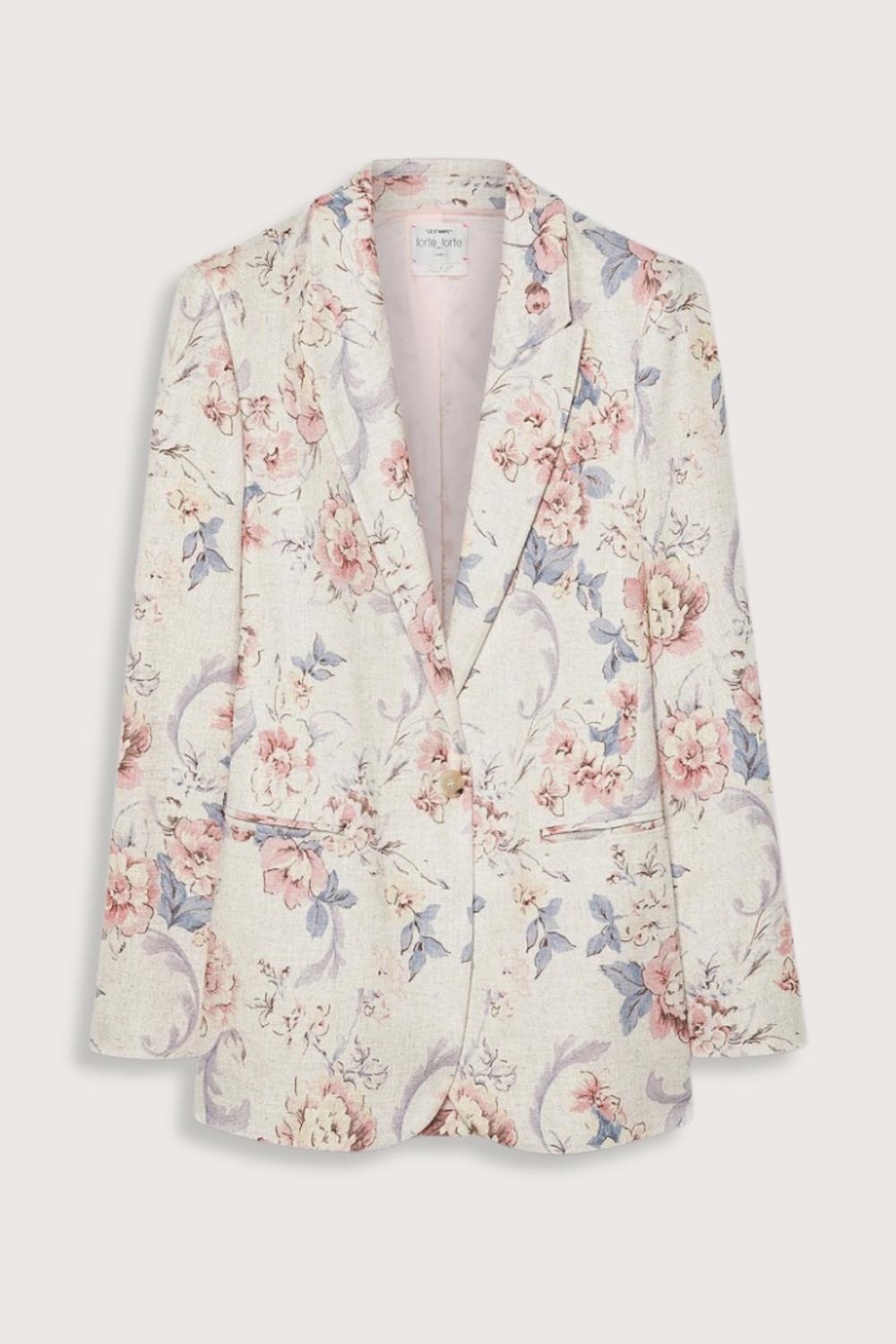 forte forte Linen Longs Sleeve Jacket in peonia - women's jacket - alternate view